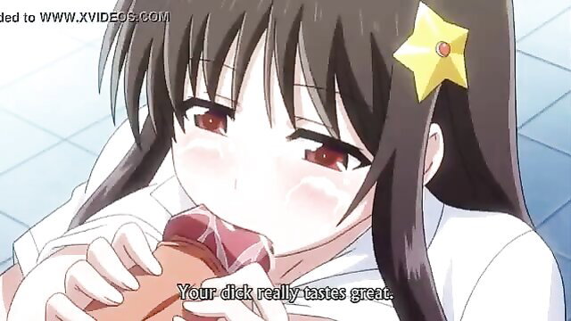 Hentai schoolgirl sucking cock, says 'Your dick really tastes great'