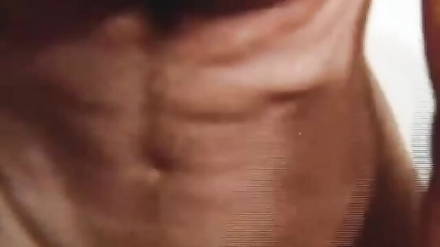 Muscular male abs closeup in classic XXX screaming orgasm video