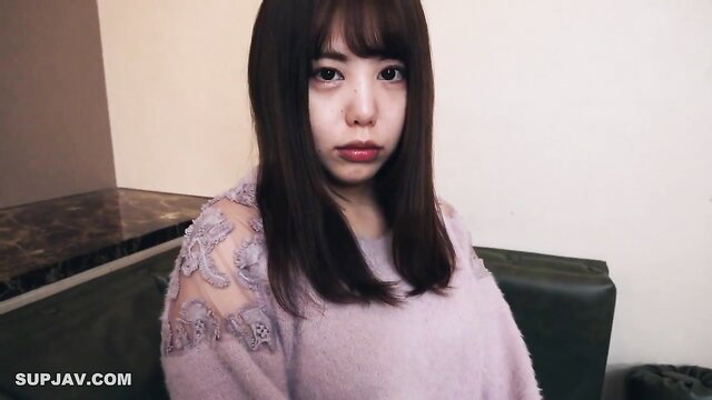 Asian JAV girl with huge tits in lace sweater, raw creampie uncensored