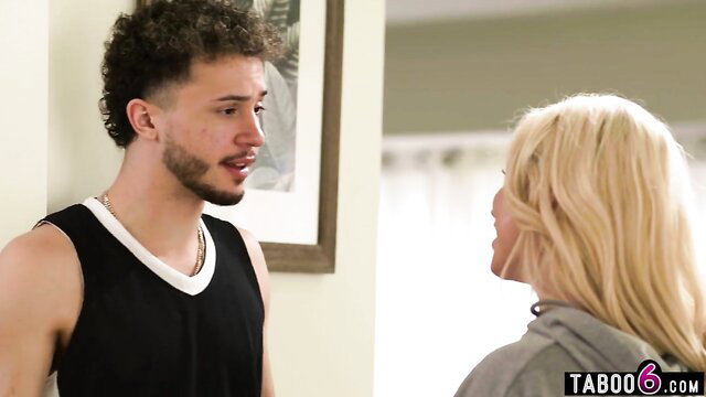 Spencer Scott blonde MILF stepmom talks with black haired stepson Taboo