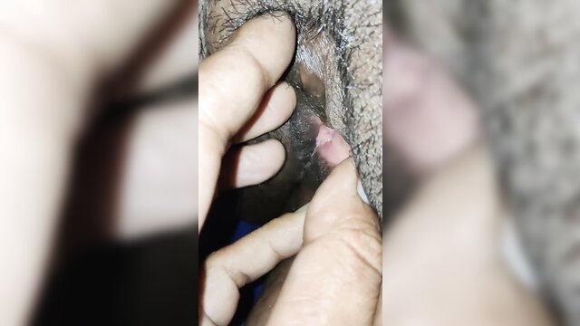 Indian bhabhi fingers nubile's tight hairy anus closeup