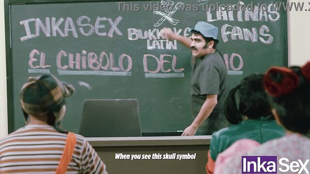 Inka Sex Latinas classroom lesson with skull danger sign