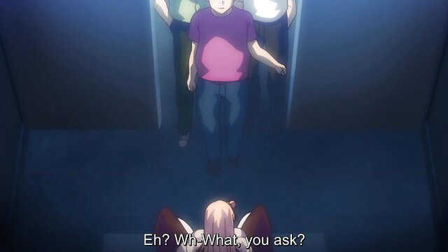 Busty pink-haired hentai teen shocked by molester in public