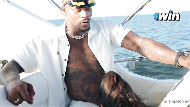 Lena The Plug sucks BBC on yacht in interracial sea porn