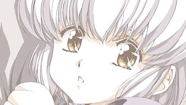 Cute anime girl with silver hair and golden eyes closeup portrait