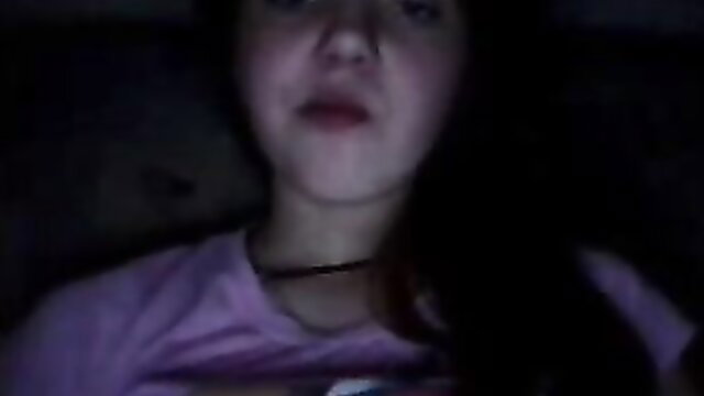 Amateur brunette teen licks lips seductively on webcam