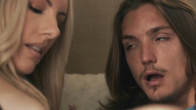 Bunny Madison blonde MILF closeup with handsome guy horny gaze