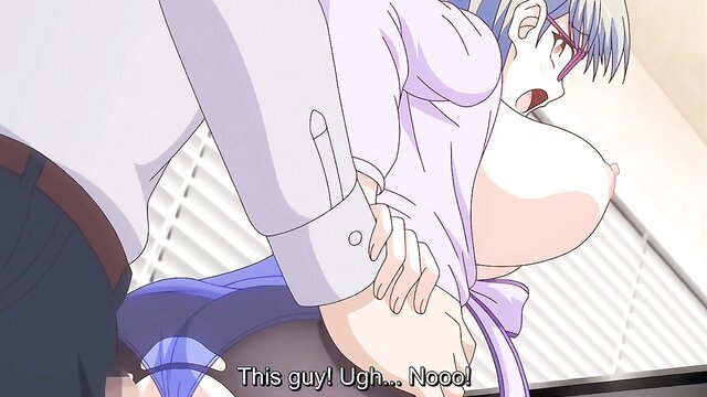 Hentai tutor gropes twin sister's huge tits in home visit scene