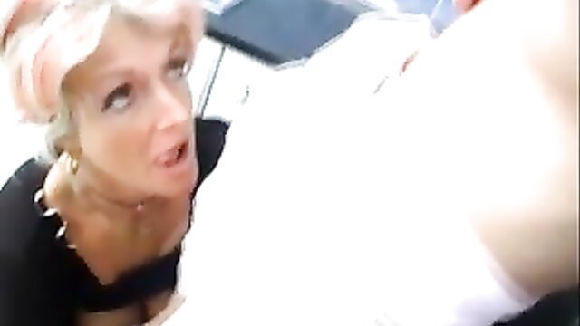 Blonde woman licks busty old woman's hairy pussy closeup