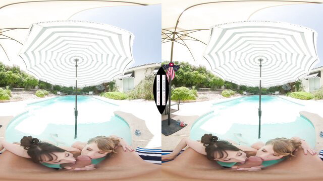 Lexi Luna and Octavia Red busty poolside VR threesome