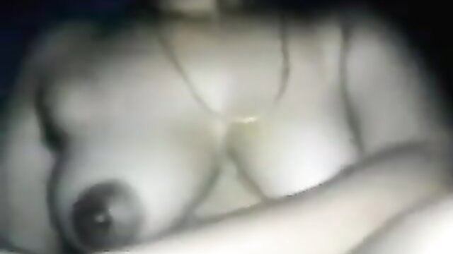 Blurry amateur Indian babe's big tits exposed with necklace