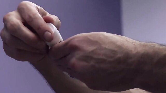 Pup like Cullen Cable in pain with clothespins on naked body