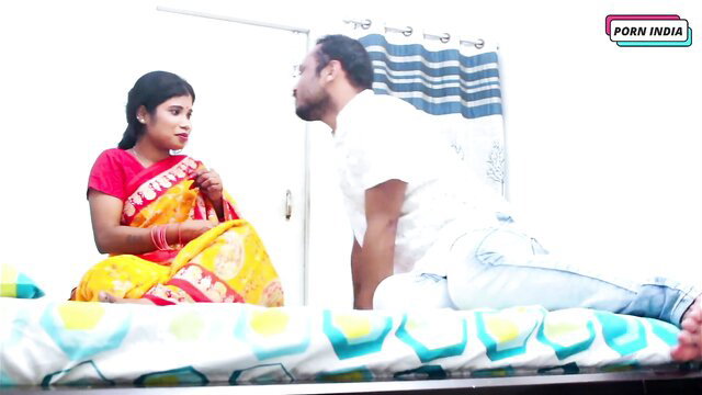 Hot Indian couple in saree flirts intimately on bed HD Hindi