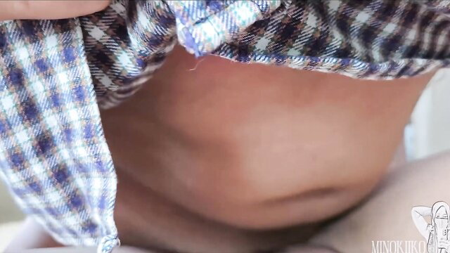 Desi milf belly exposed in open plaid shirt, car ride tease