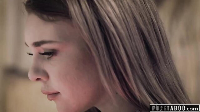 Blonde Lauren closeup profile in Pure Taboo threesome scene