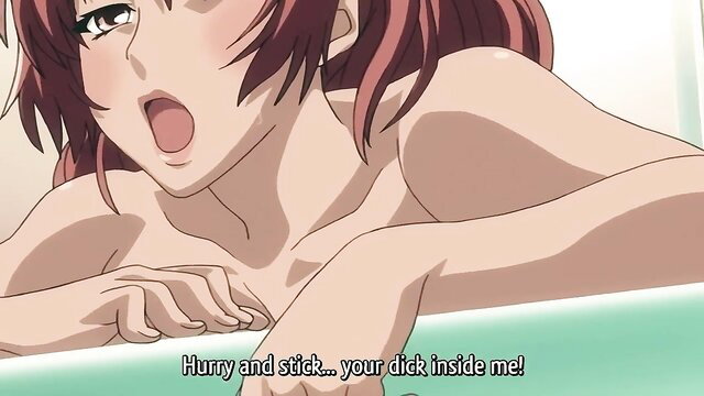 Anime hentai girl begs 'Hurry and stick your dick inside me!' closeup