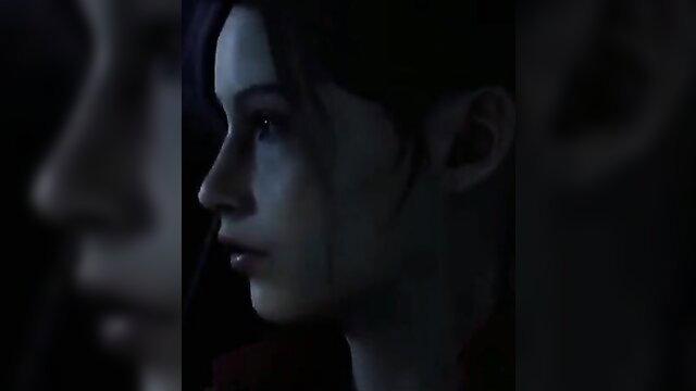 Jill Valentine profile closeup, pale skin blue eyes black hair, Resident Evil cosplay