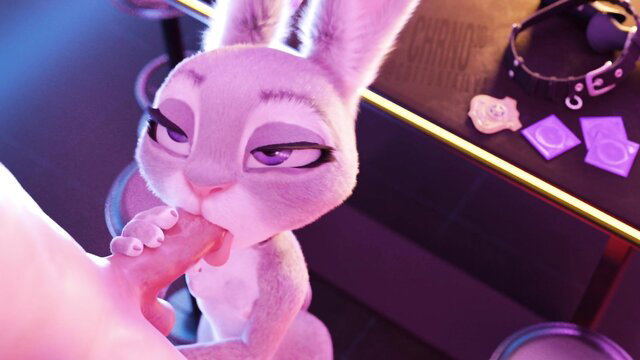 Judy Hopps from Zootopia sucks big dick till facial cumshot