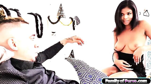 Hot black stepsis teases with big tits in taboo amateur scene