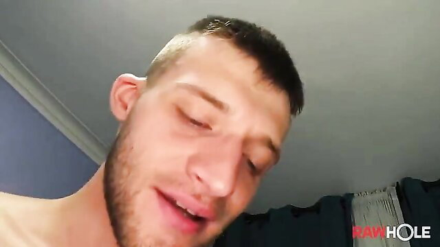 Muscular white guy with buzzcut gets facefucked in raw hole hotel hookup