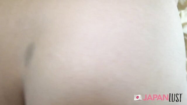 Japanese MILF pale skin hairy pussy closeup tease