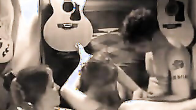 Wild college girls FFM threesome with guitars and fucking action