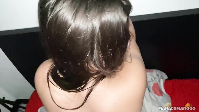 Hot brunette Colombian teen's bare back and ass in bed