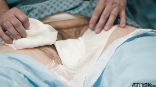 Young girl wiped intimately by step-dad in hospital bed family sex