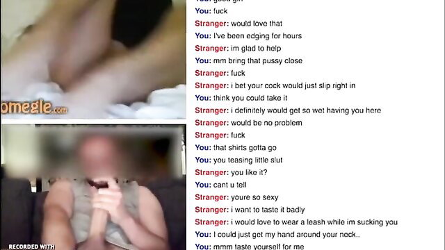 Petite blonde teases Omegle stranger with edging handjob chat