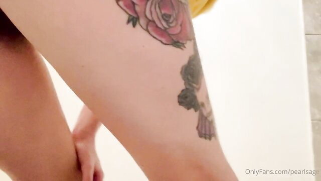 Amateur babe's tattooed thigh close-up, hot OnlyFans teaser