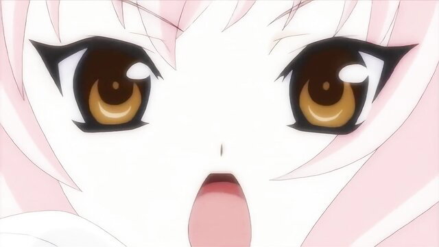 Anime girl closeup shocked face pink hair brown eyes open mouth Haruko futa tentacles