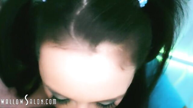 Eliza Ibarra closeup POV face with pigtails, teasing eyes