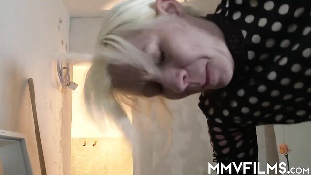 Blonde German MILF upside down deepthroat blowjob at work