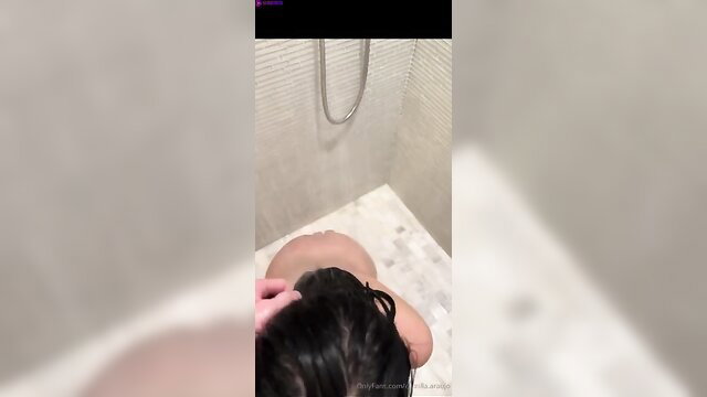 Camilla Araujo wet shower ass up POV closeup