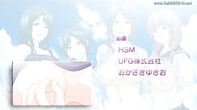 4 busty anime schoolgirls in yuri oral sex game, censored JAV hentai