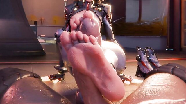 Doolbumz kinky footjob to kitten in shark humanoid pose