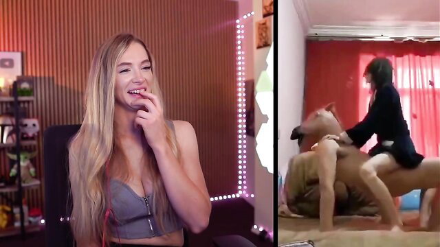 Bebahan blonde streamer nude reaction with leaked sex tape split