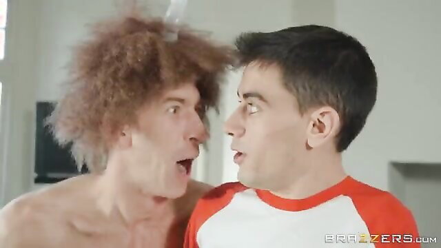 Stepson can't resist hot MILF huge tits shaved pussy Brazzers