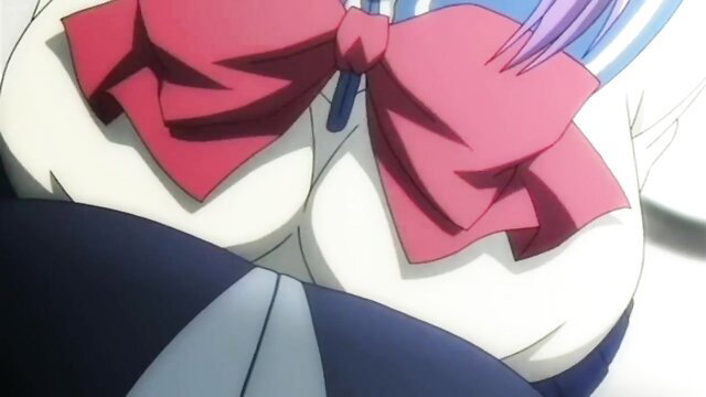 Naughty anime schoolgirl Hatsu Inu double dildo penetration in public