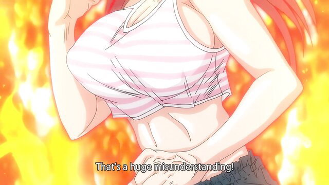 Redhead Joshi Luck huge tits bursting pink tank top in steamy hentai