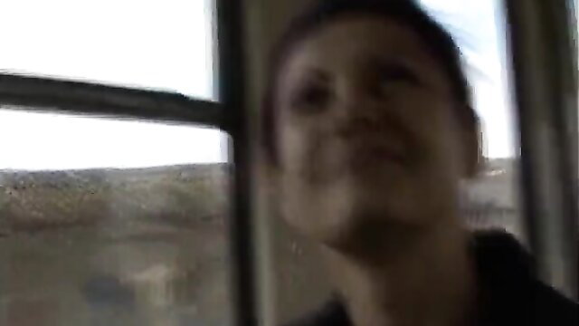 Alena Czech MILF smiling in bus window POV closeup