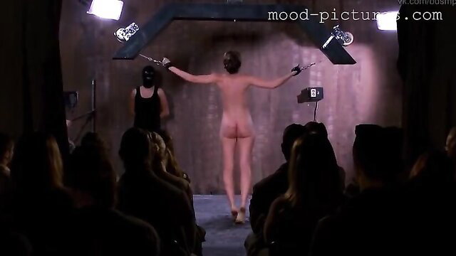 Alaina Fox nude spread eagle for brutal lesbian whipping punishment