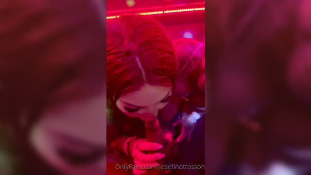 Josefin Ottosson redhead sucking cock closeup in wild club sex