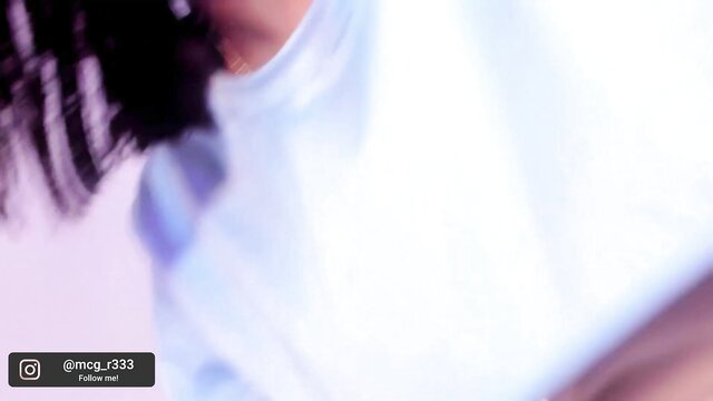 Amatiista_12 teasing in tight white top, black hair, blurred closeup