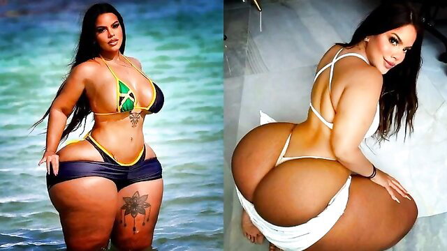 Graciebon Jamaican bikini babe huge ass thick thighs beach pose