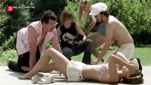 Sophia Laggner nude on grass with group in Nacktschnecken sex tape