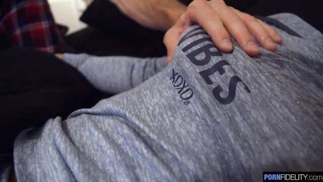 Man gropes sleeping teen's XOXO Vibes hoodie in rough sex setup