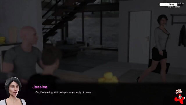 MILF Jessica leaving in tight skirt, huge tits in True Bond gameplay