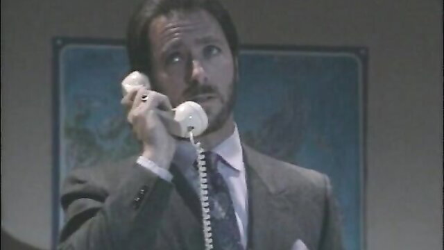 Classic suited man on phone in office, MILF hardcore flick preview