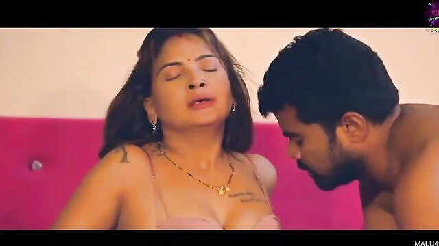Hot Desi MILF Bhabhi in lingerie passionately kissed by stud